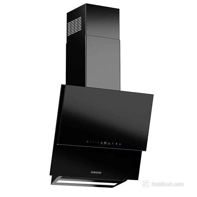 Black Modern Kitchen Range Hood With Sleek Surface And Control Panel 3d model